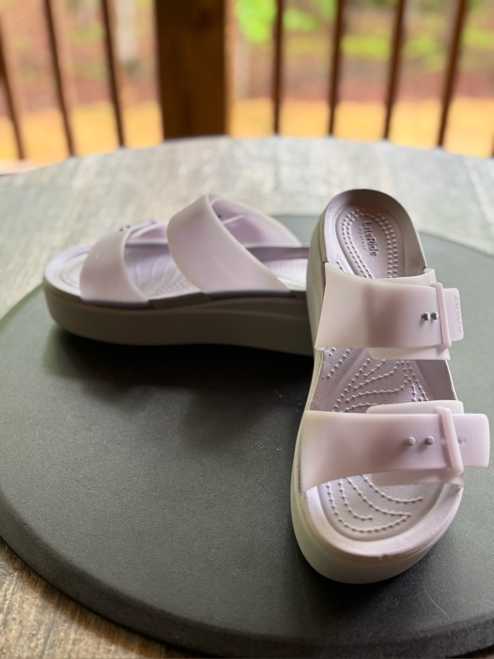 CROCS Brooklyn Lavender Purple Double Strap Platform Sandals